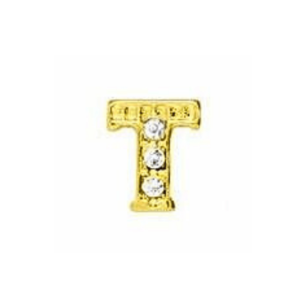 Letter T Memory Locket Charm - Gold - The Little Jewellery Company