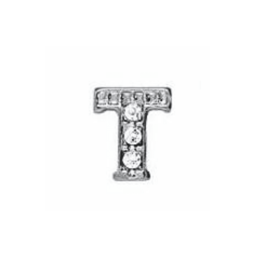 Letter T Memory Locket Charm - Silver - The Little Jewellery Company