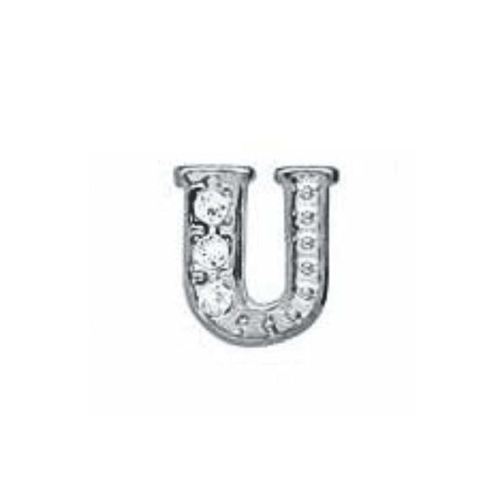 Letter U Memory Locket Charm - Silver - The Little Jewellery Company