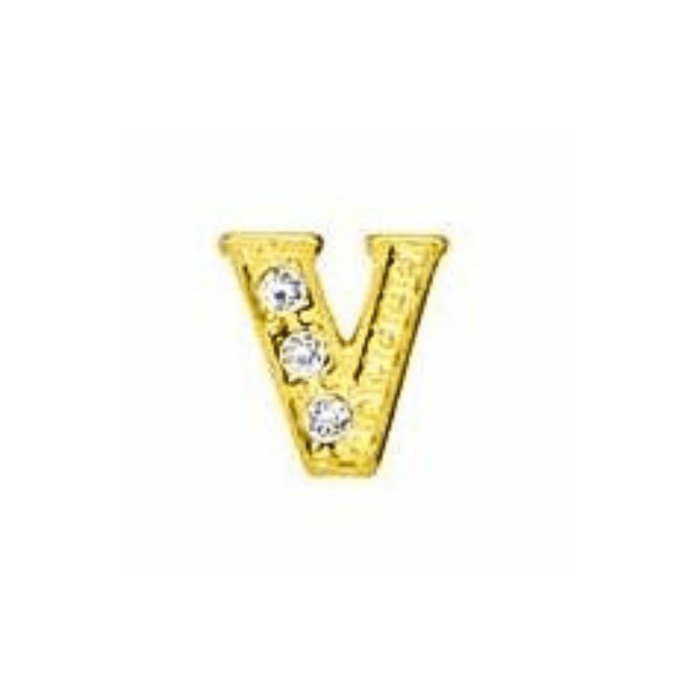 Letter V Memory Locket Charm - Gold - The Little Jewellery Company