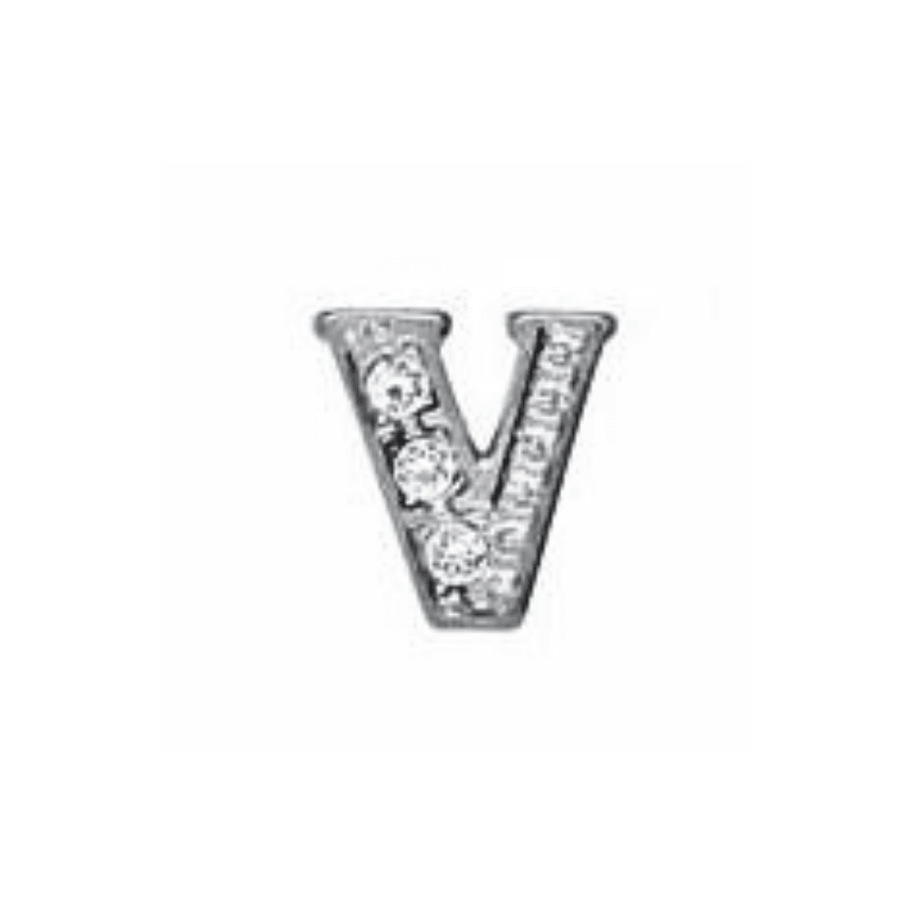 Letter V Memory Locket Charm - Silver - The Little Jewellery Company