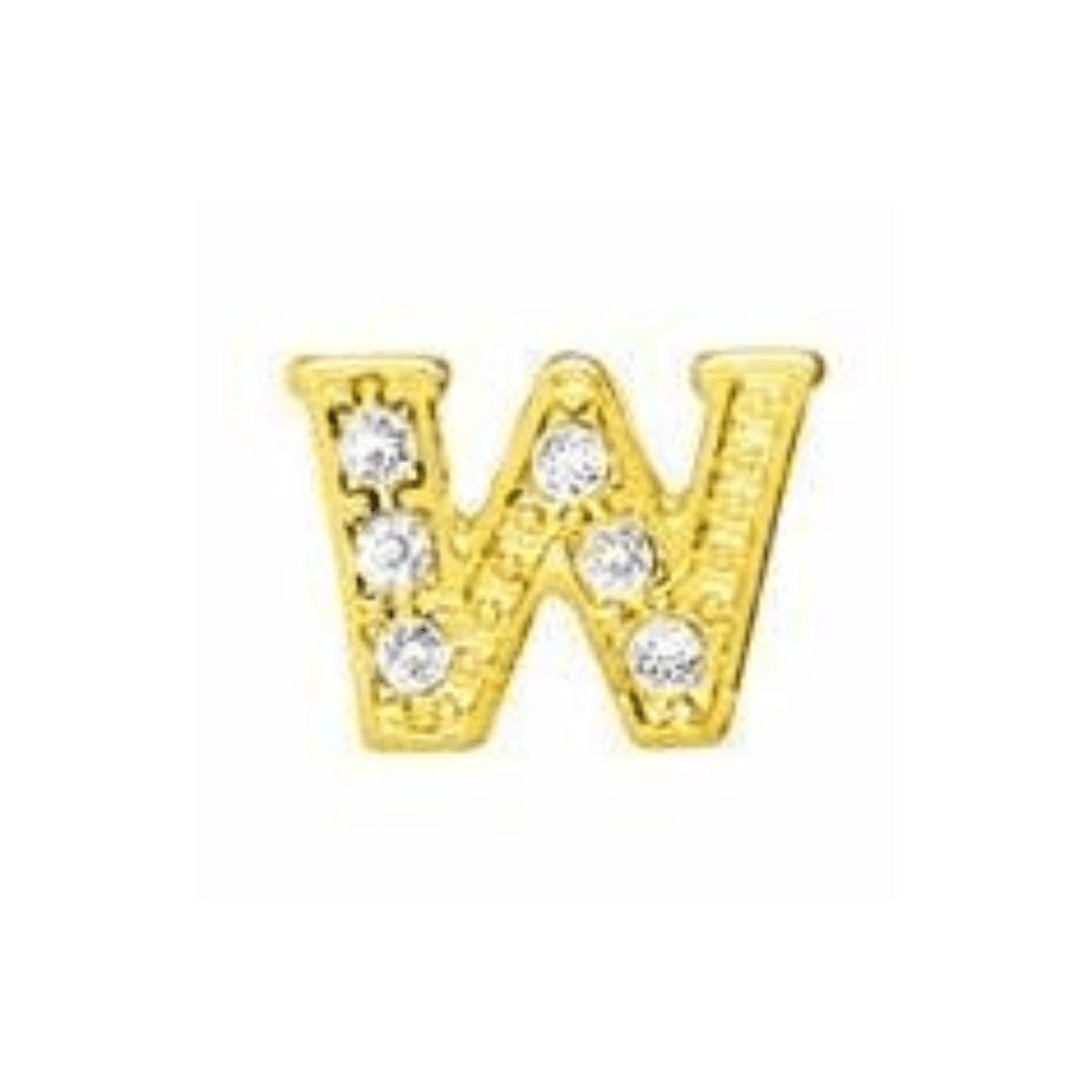 Letter W Memory Locket Charm - Gold - The Little Jewellery Company