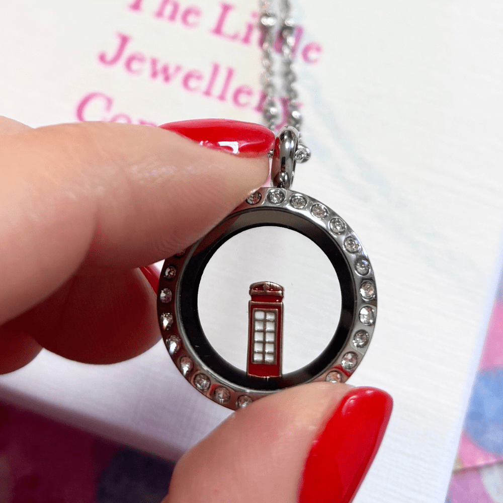 London Red Telephone Box Memory Locket Charm - The Little Jewellery Company