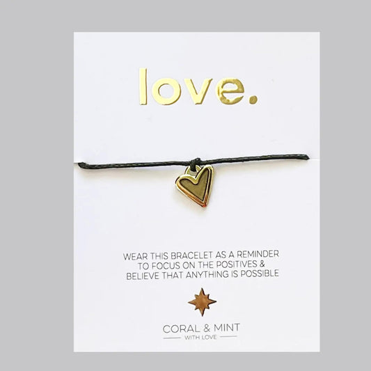 Love - Sparkly Gold Heart Charm Bracelet - The Little Jewellery Company