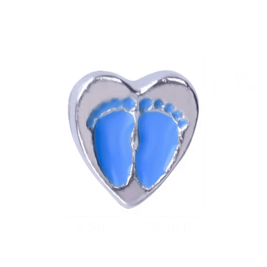 Memory Locket Charm - Baby Feet (Blue) - The Little Jewellery Company