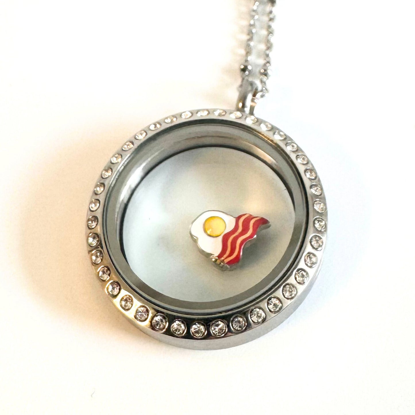 Memory Locket Charm - Bacon and Eggs - The Little Jewellery Company