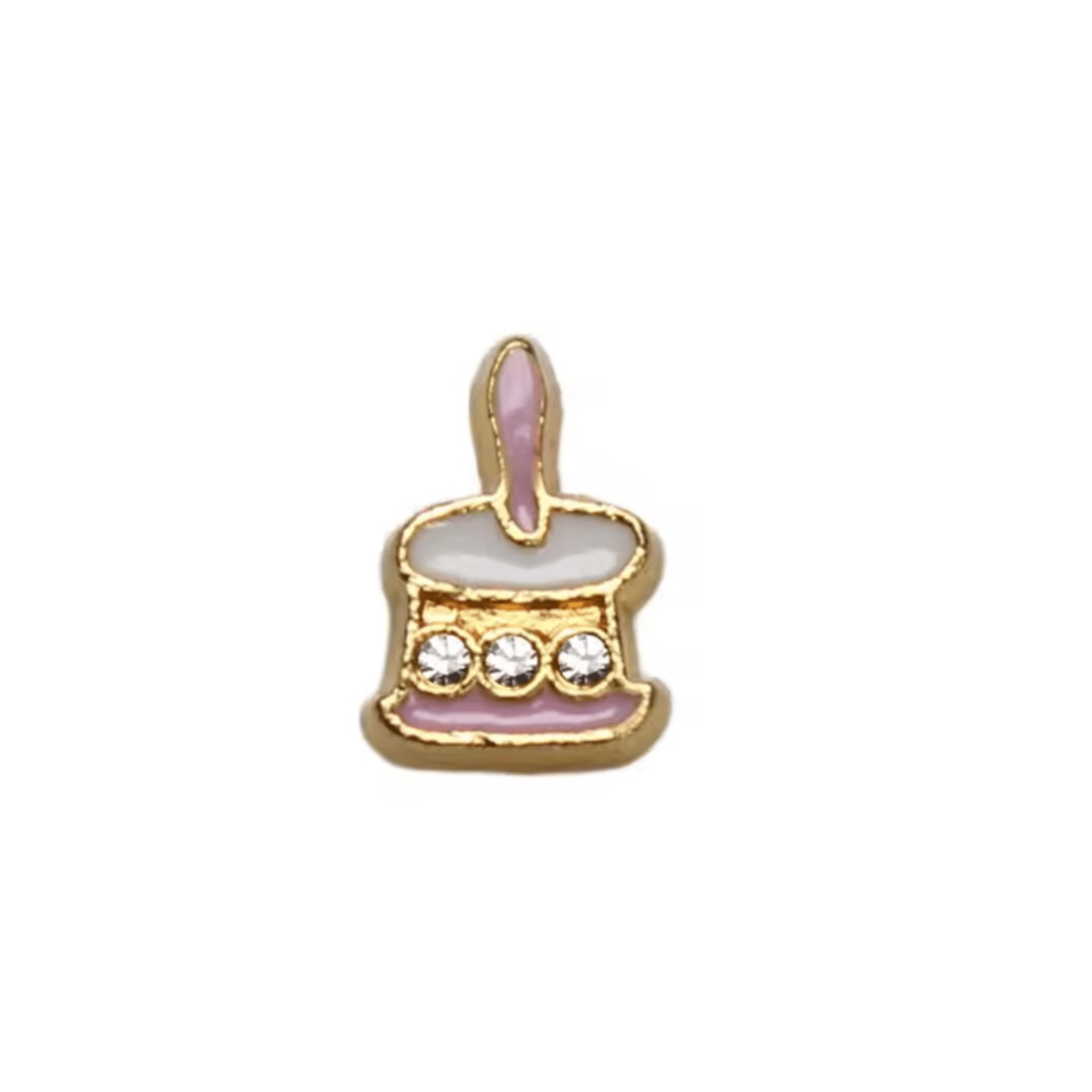 Memory Locket Charm - Birthday Cake (Pink & Gold) - The Little Jewellery Company