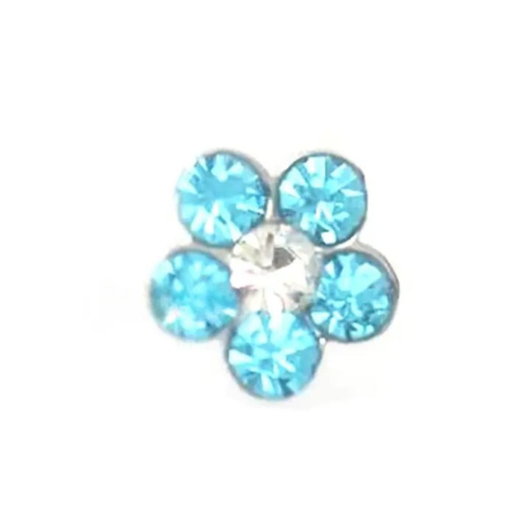 Memory Locket Charm - Blue Crystal Flower - The Little Jewellery Company