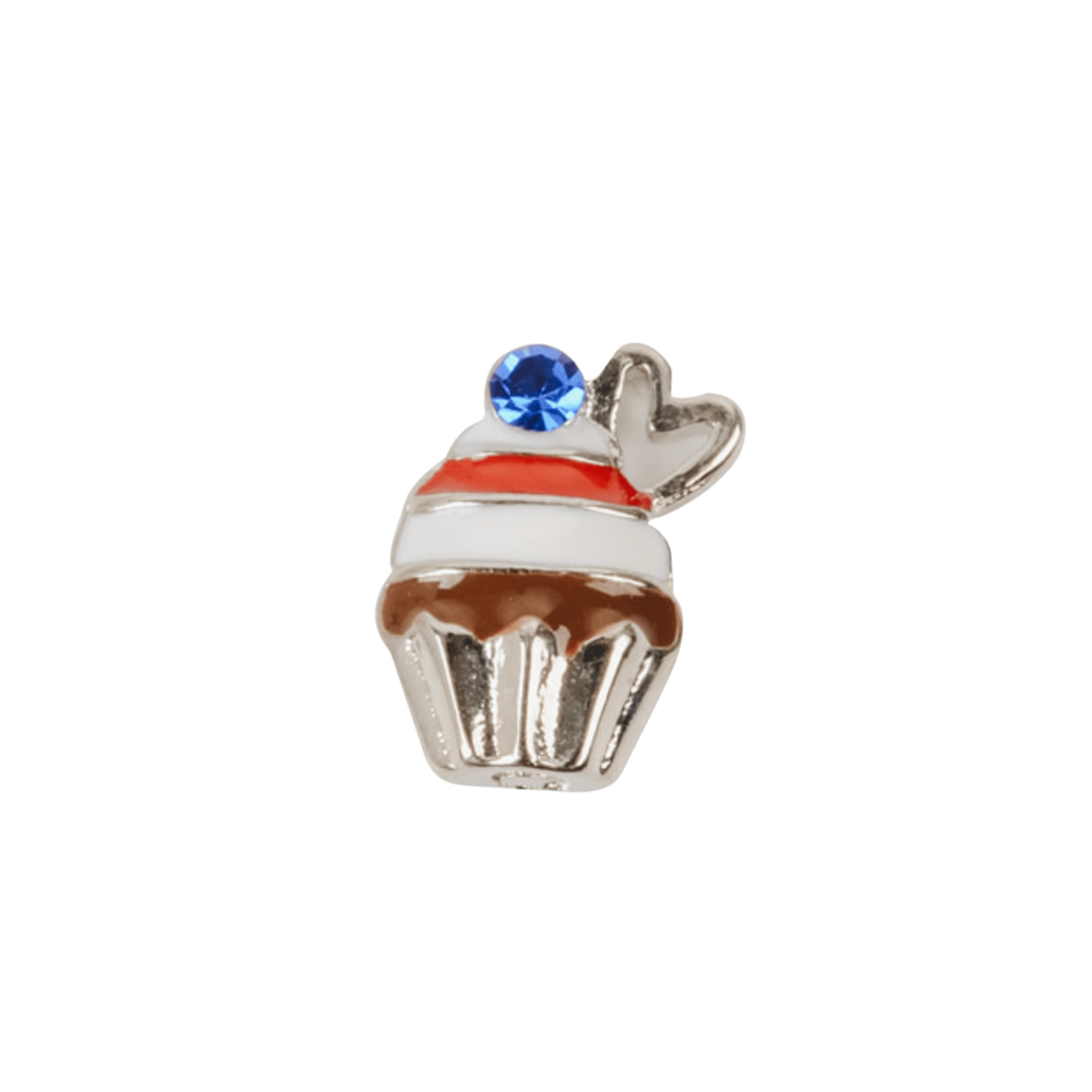 Memory Locket Charm - Cherry Cupcake (Red/White/Blue) - The Little Jewellery Company