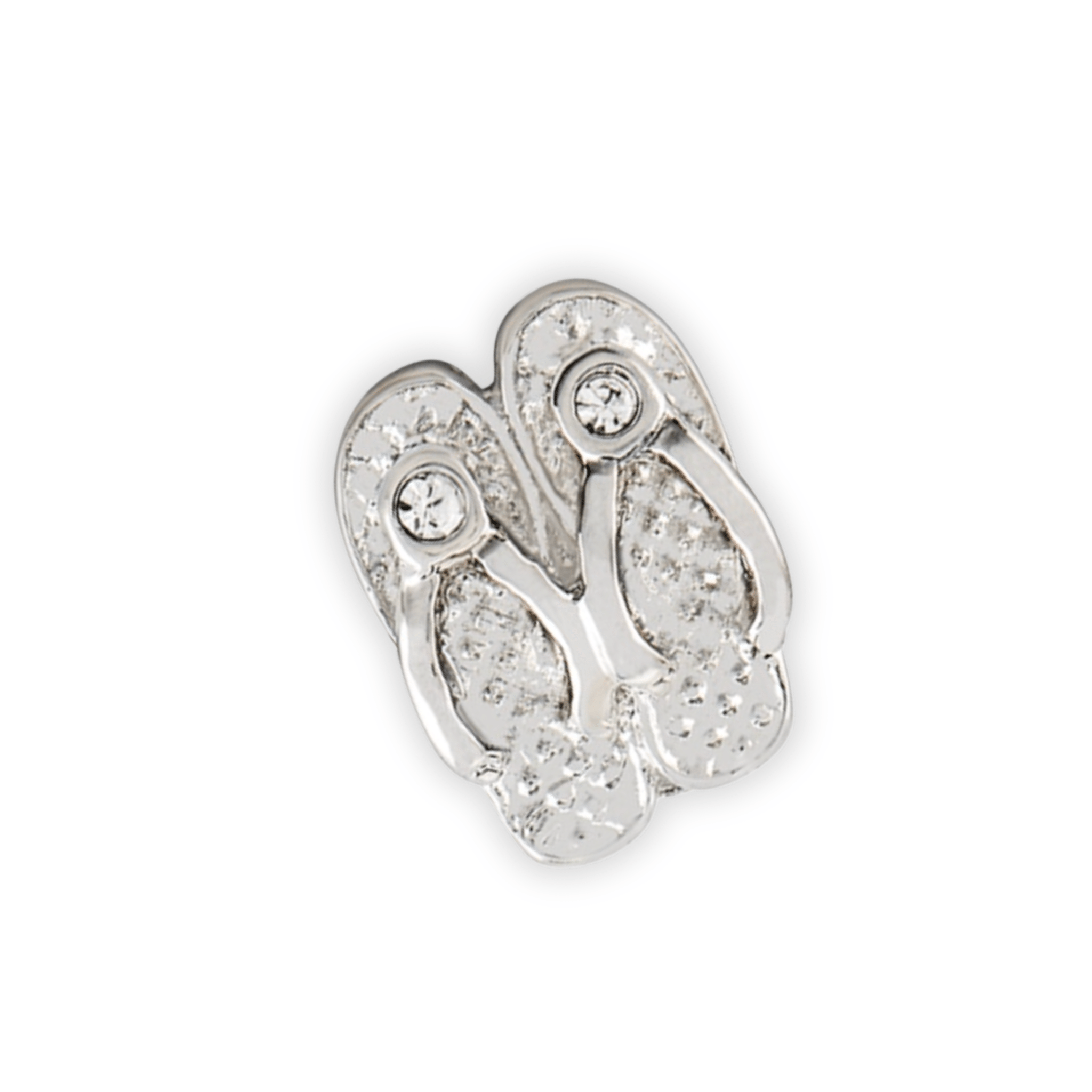 Memory Locket Charm - Flip Flops - Silver with Crystal - The Little Jewellery Company
