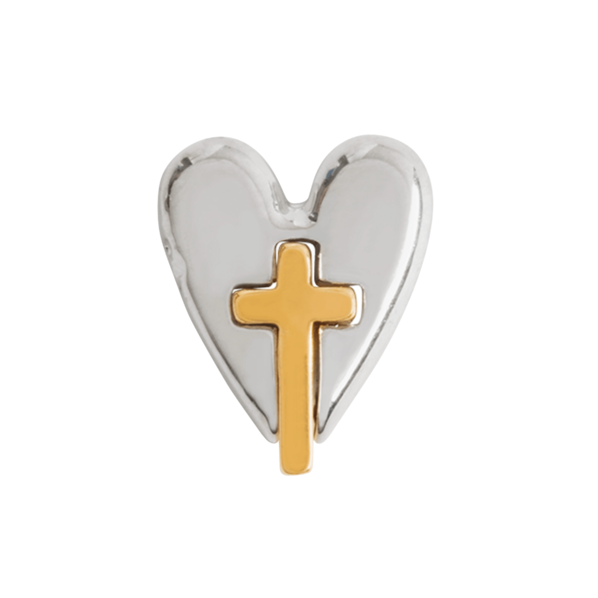 Memory Locket Charm - Heart with Gold Cross - The Little Jewellery Company
