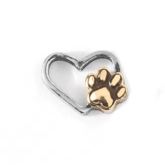 Memory Locket Charm - Heart With Paw - The Little Jewellery Company