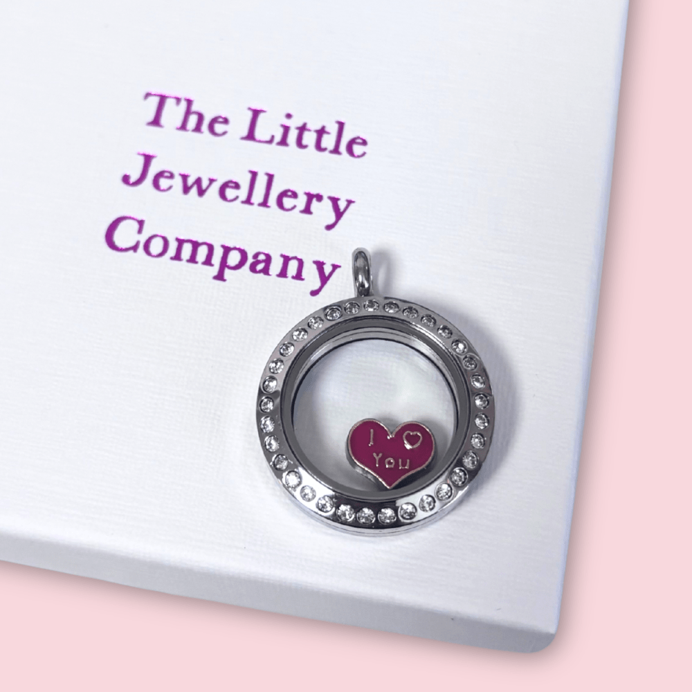 Memory Locket Charm - I Love You Red/Gold Heart - The Little Jewellery Company