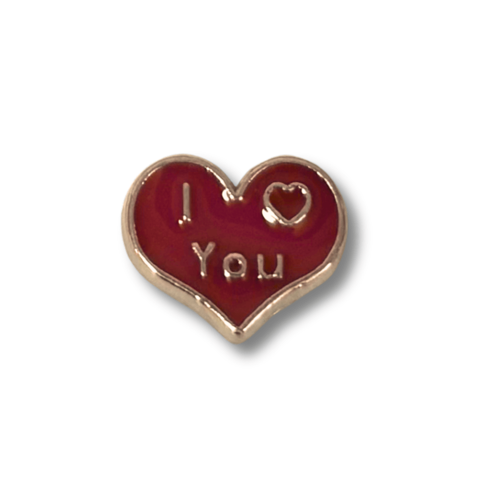 Memory Locket Charm - I Love You Red/Gold Heart - The Little Jewellery Company