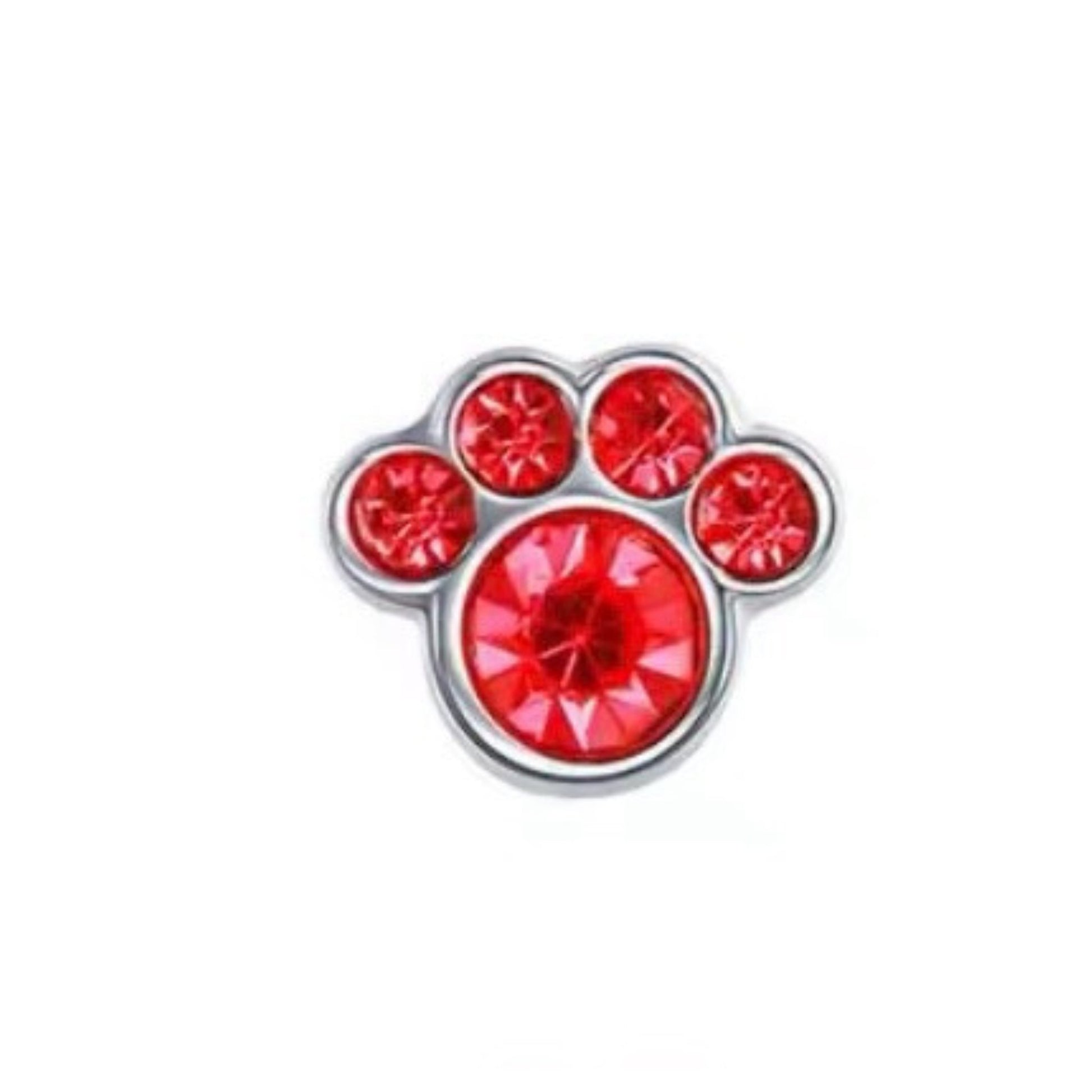 Memory Locket Charm - Paw (Red) - The Little Jewellery Company