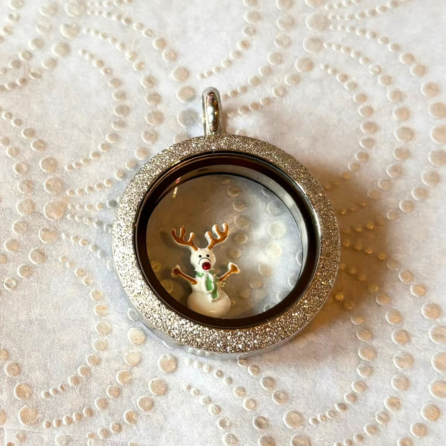 Memory Locket Charm - Reindeer Snowman - The Little Jewellery Company