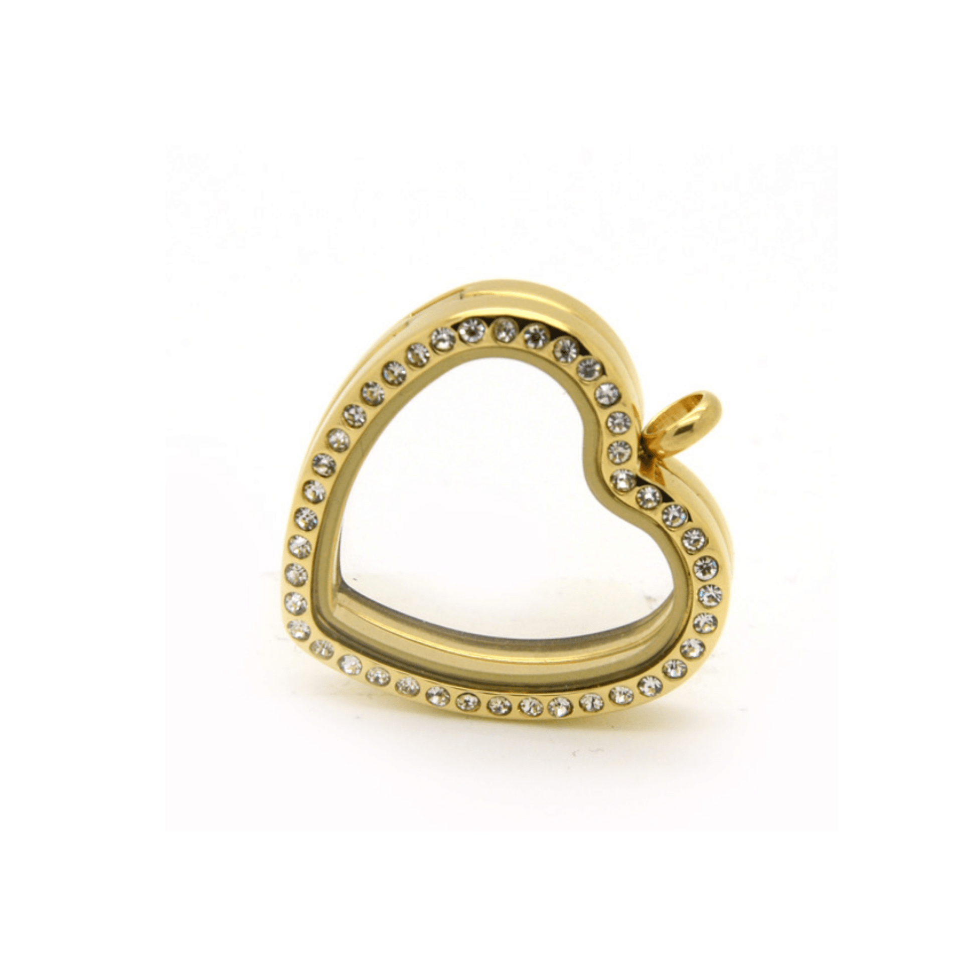 Memory Locket - Gold Crystal Heart - The Little Jewellery Company