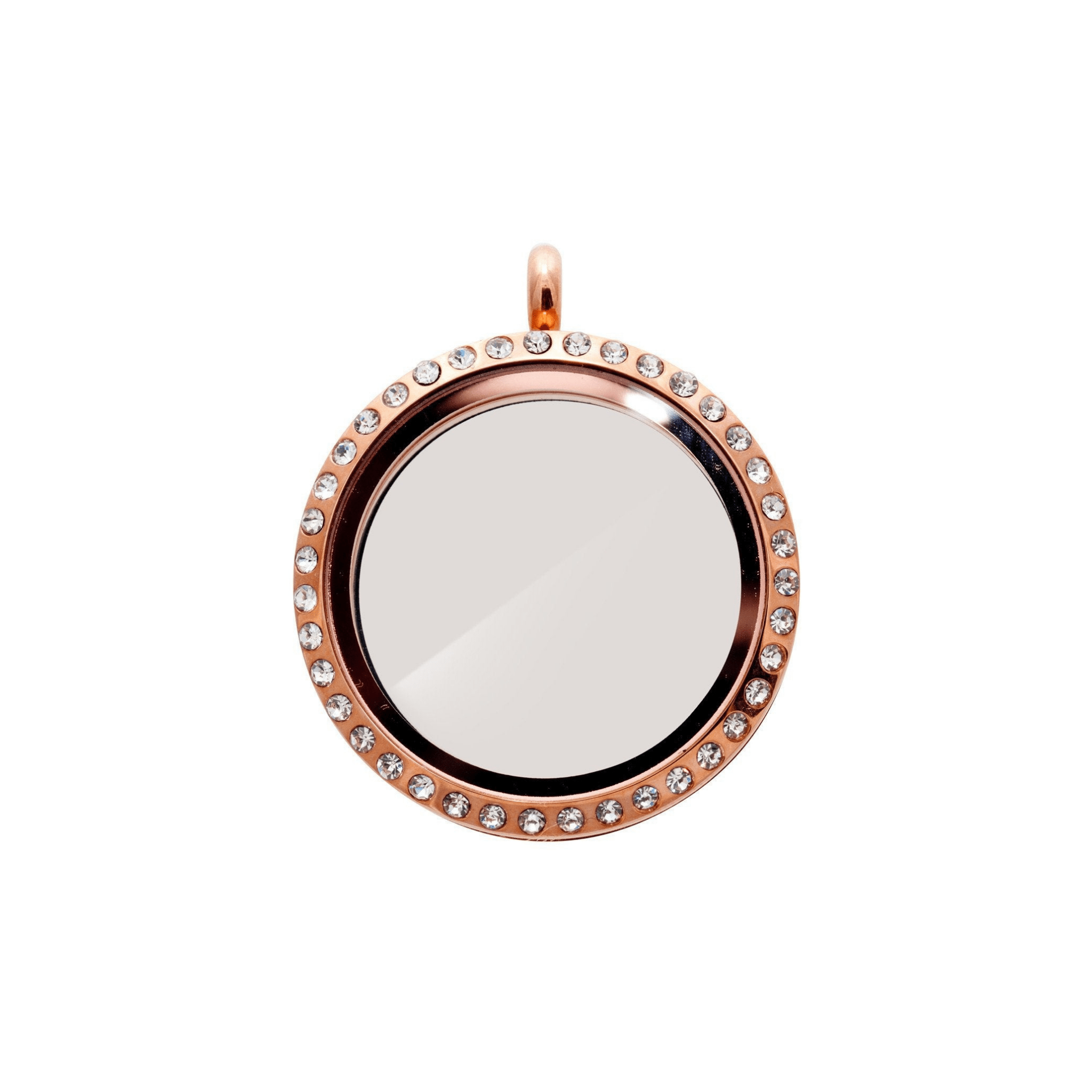 Memory Locket Rose Gold Crystal - Large - The Little Jewellery Company