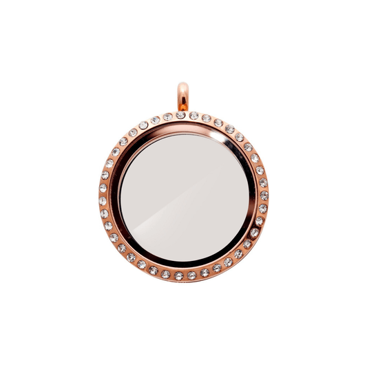 Memory Locket Rose Gold Crystal - Large - The Little Jewellery Company