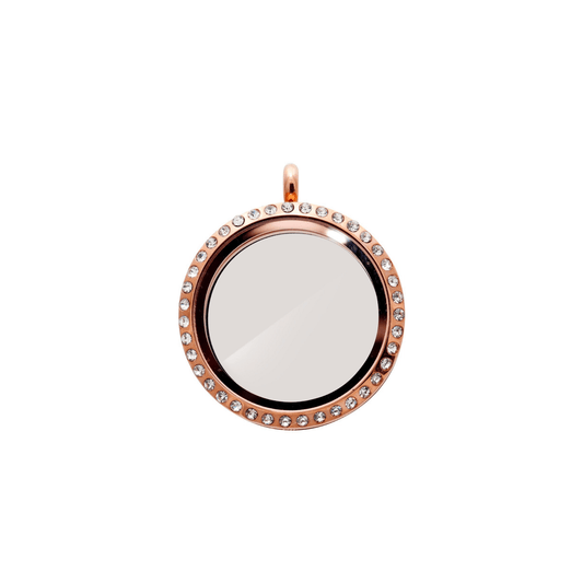 Memory Locket Rose Gold Crystal - Medium - The Little Jewellery Company