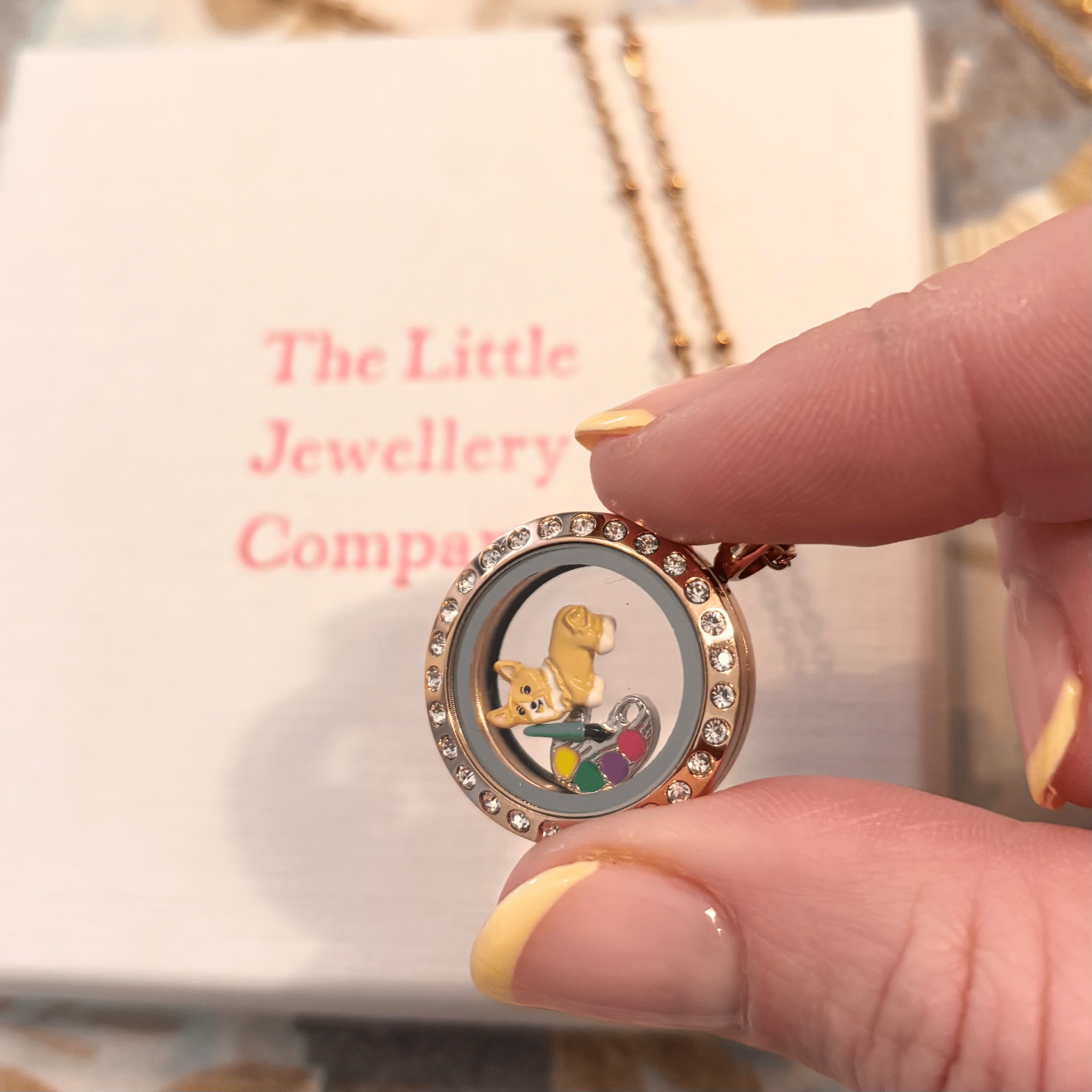 Memory Locket Rose Gold Crystal - Small - The Little Jewellery Company