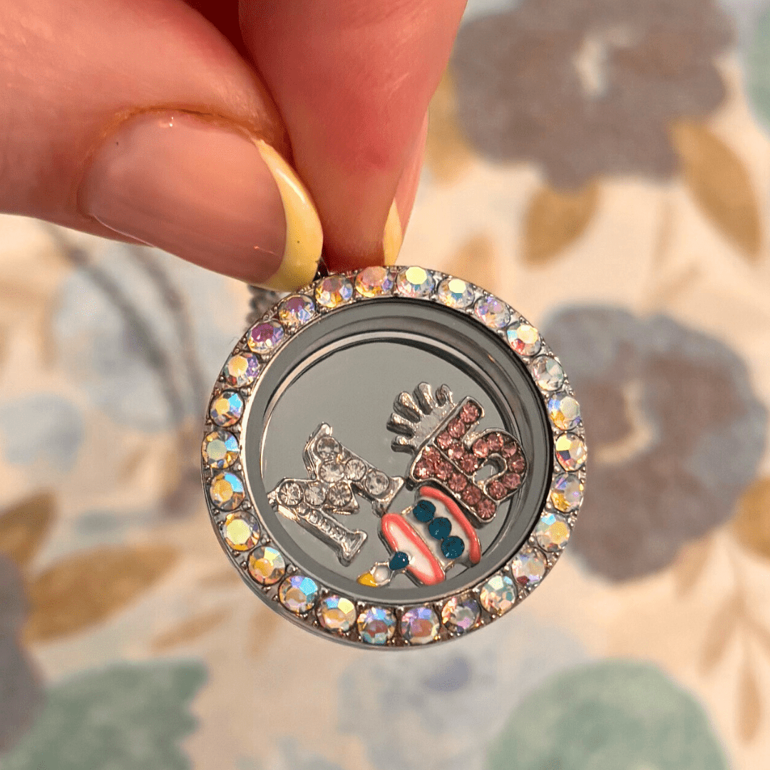 Memory Locket Silver Aurora Crystal - Medium - The Little Jewellery Company