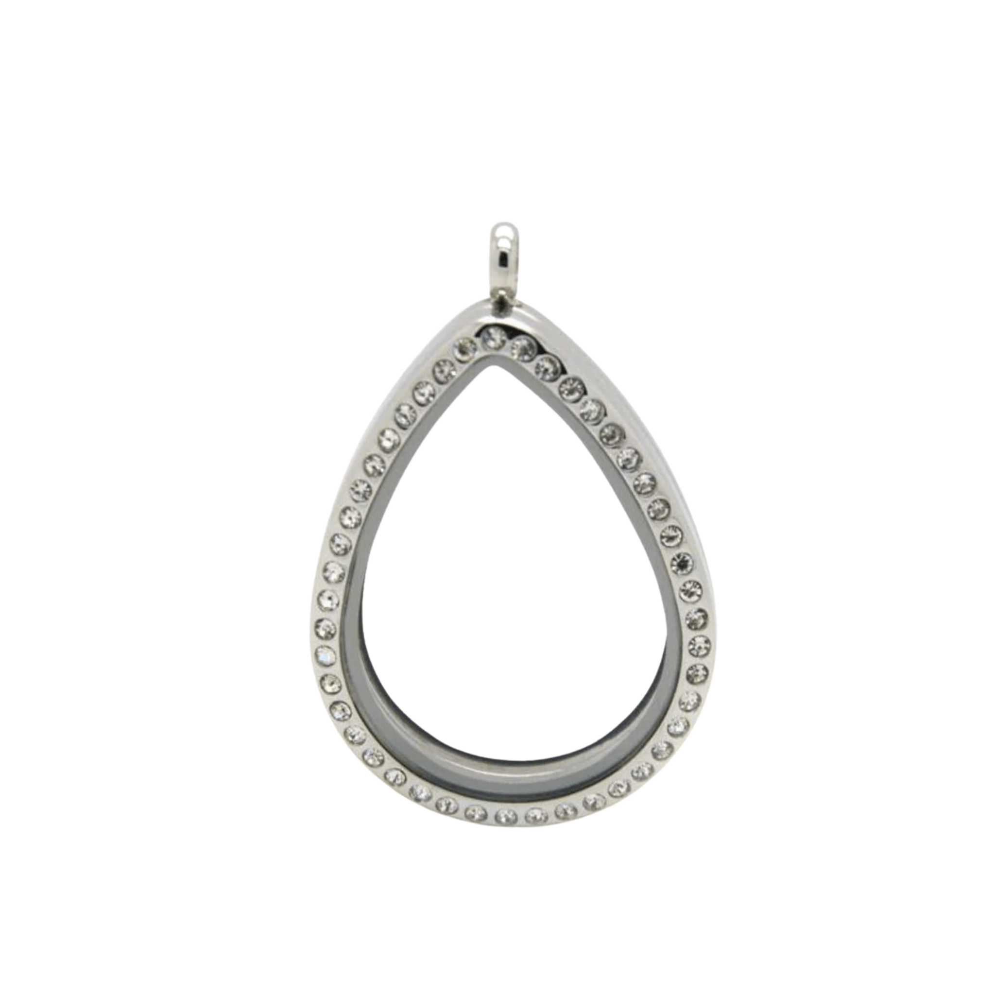 Memory Locket Silver Crystal Teardrop - The Little Jewellery Company