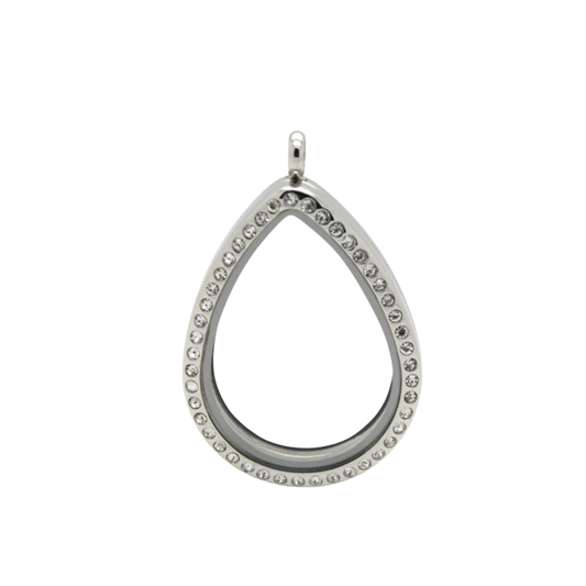 Memory Locket Silver Crystal Teardrop - The Little Jewellery Company