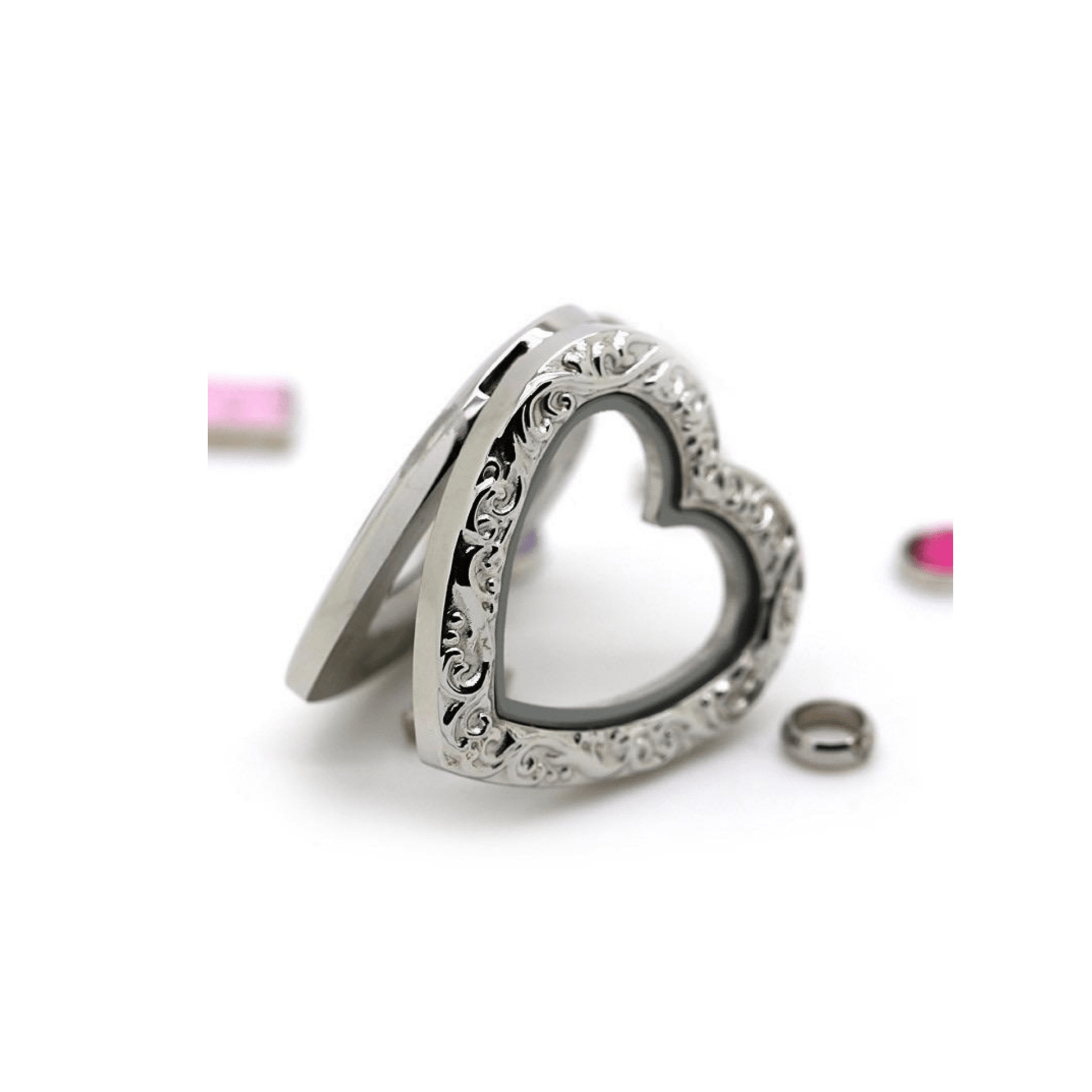 Memory Locket - Silver Filigree Heart - The Little Jewellery Company