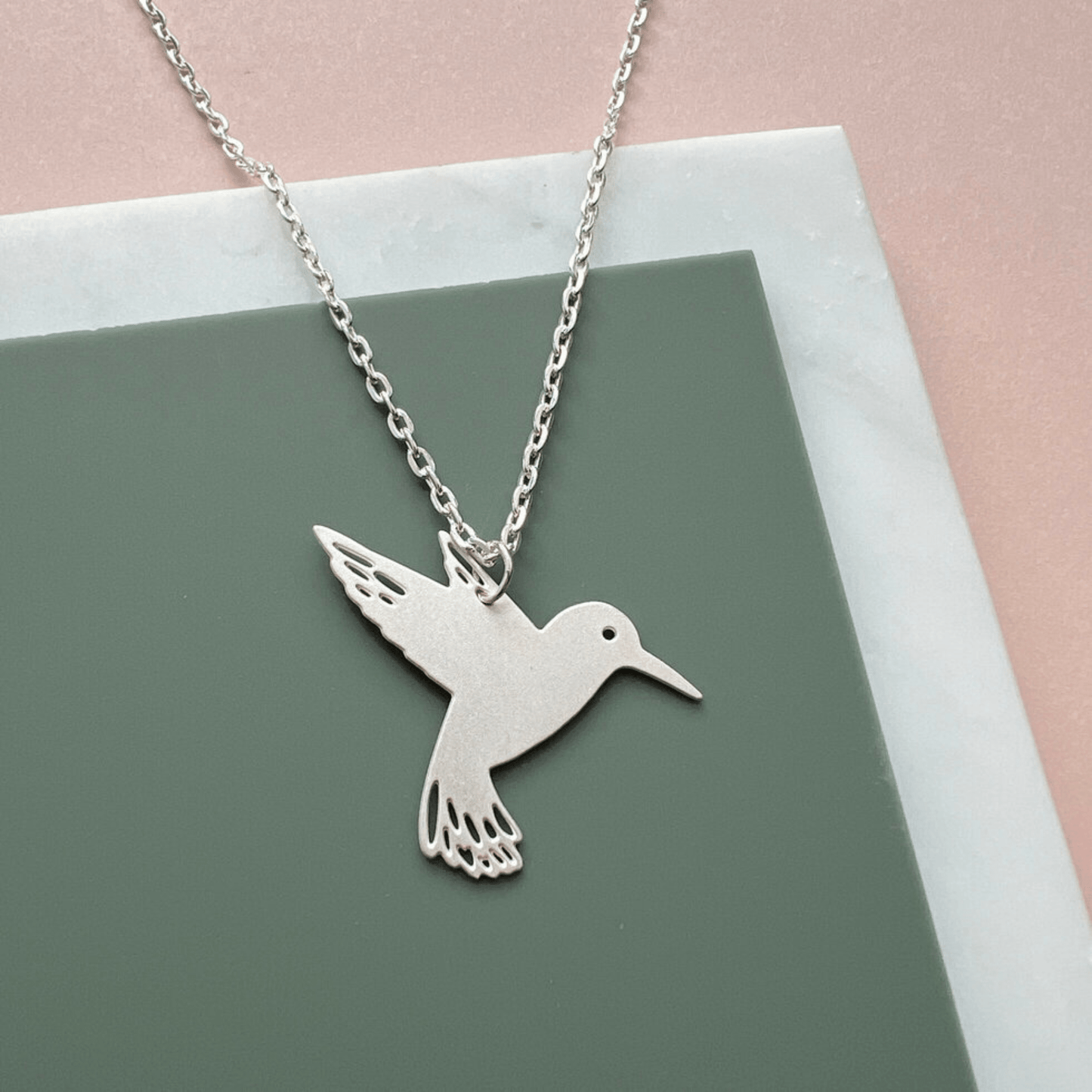 Mini Hummingbird Bird Necklace - Silver - The Little Jewellery Company