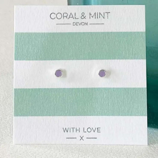 Mini Lilac Enamel Studs - The Little Jewellery Company