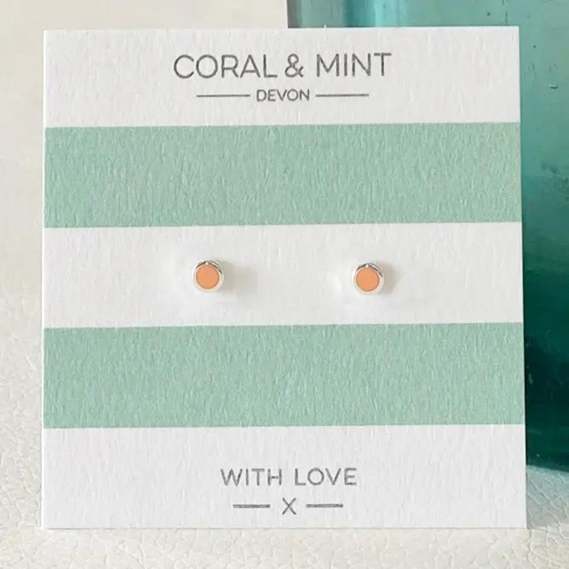 Mini Pastel Coral Enamel Studs - The Little Jewellery Company