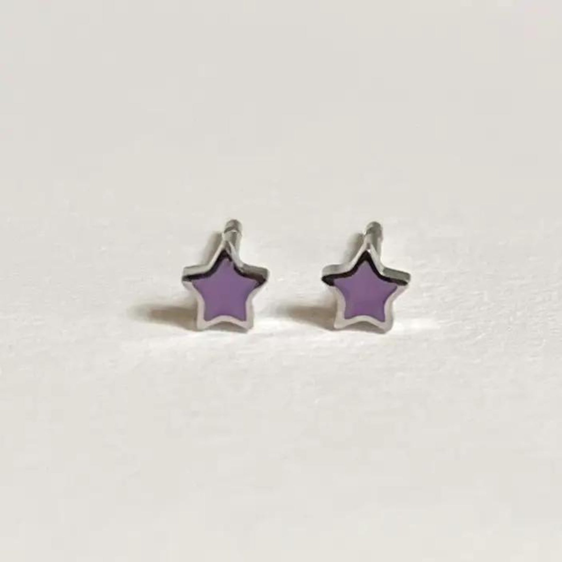 Mini Star Studs with Lilac Enamel - The Little Jewellery Company