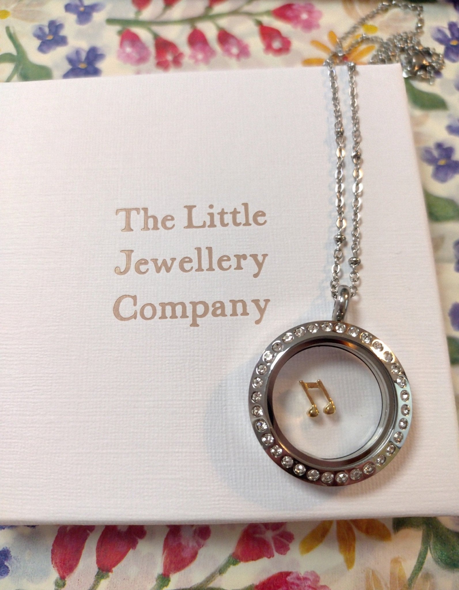 Music Note Gold Memory Locket Charm - The Little Jewellery Company