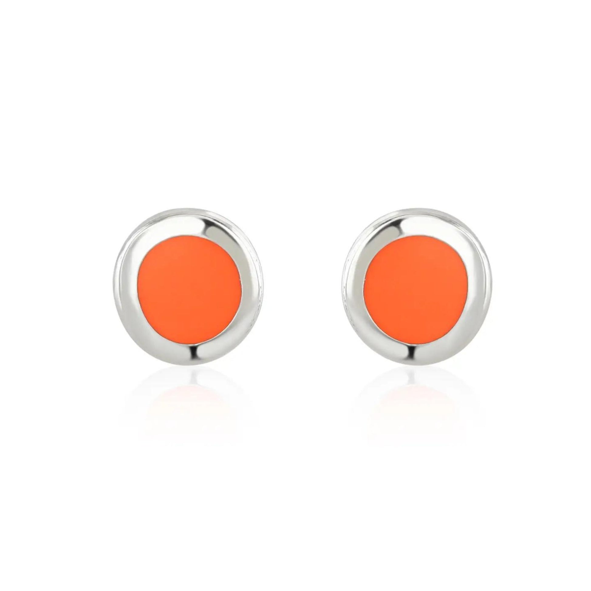 Neon Coral Enamel Studs - The Little Jewellery Company