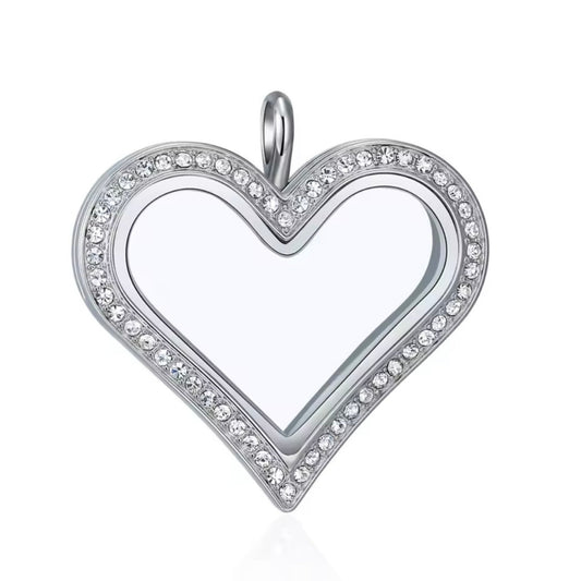 New! Memory Locket - Large Silver Crystal Heart - The Little Jewellery Company