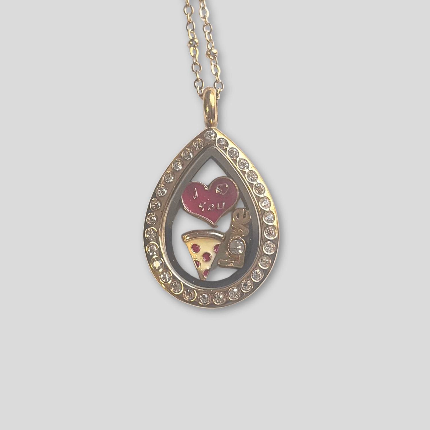 NEW! Petite Gold Crystal Teardrop Memory Locket - The Little Jewellery Company