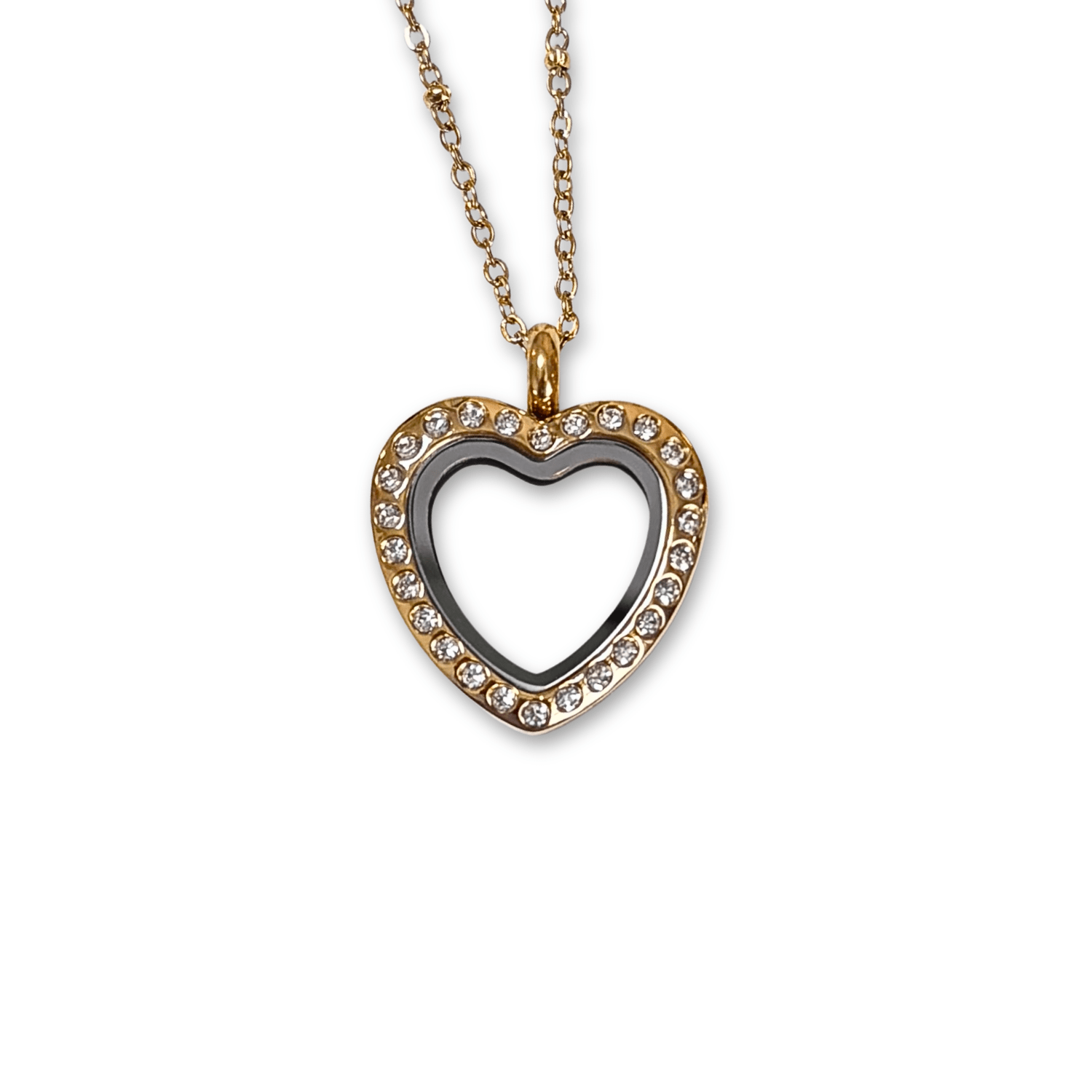 NEW! Petite Gold Heart Crystal Memory Locket - The Little Jewellery Company