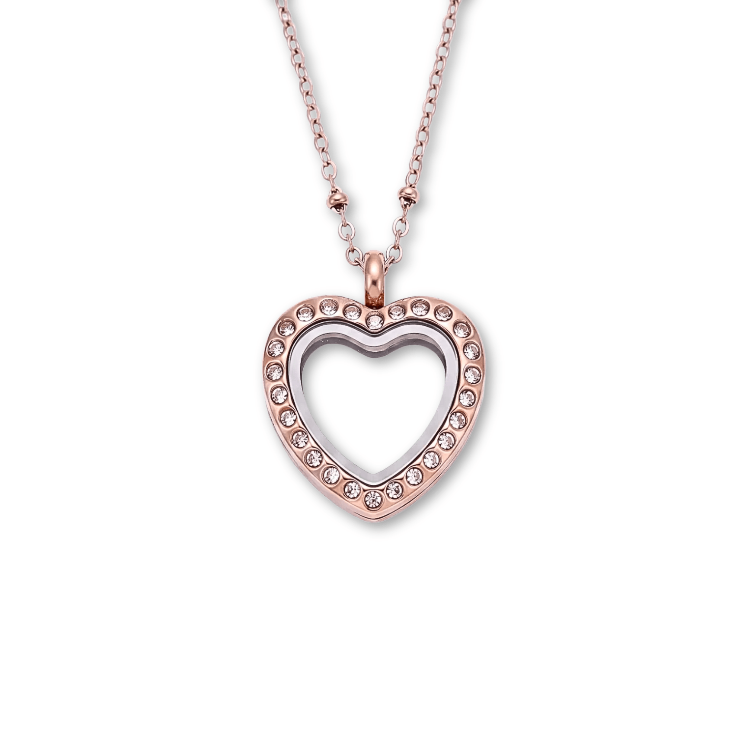 NEW! Petite Rose Gold Heart Crystal Memory Locket - The Little Jewellery Company