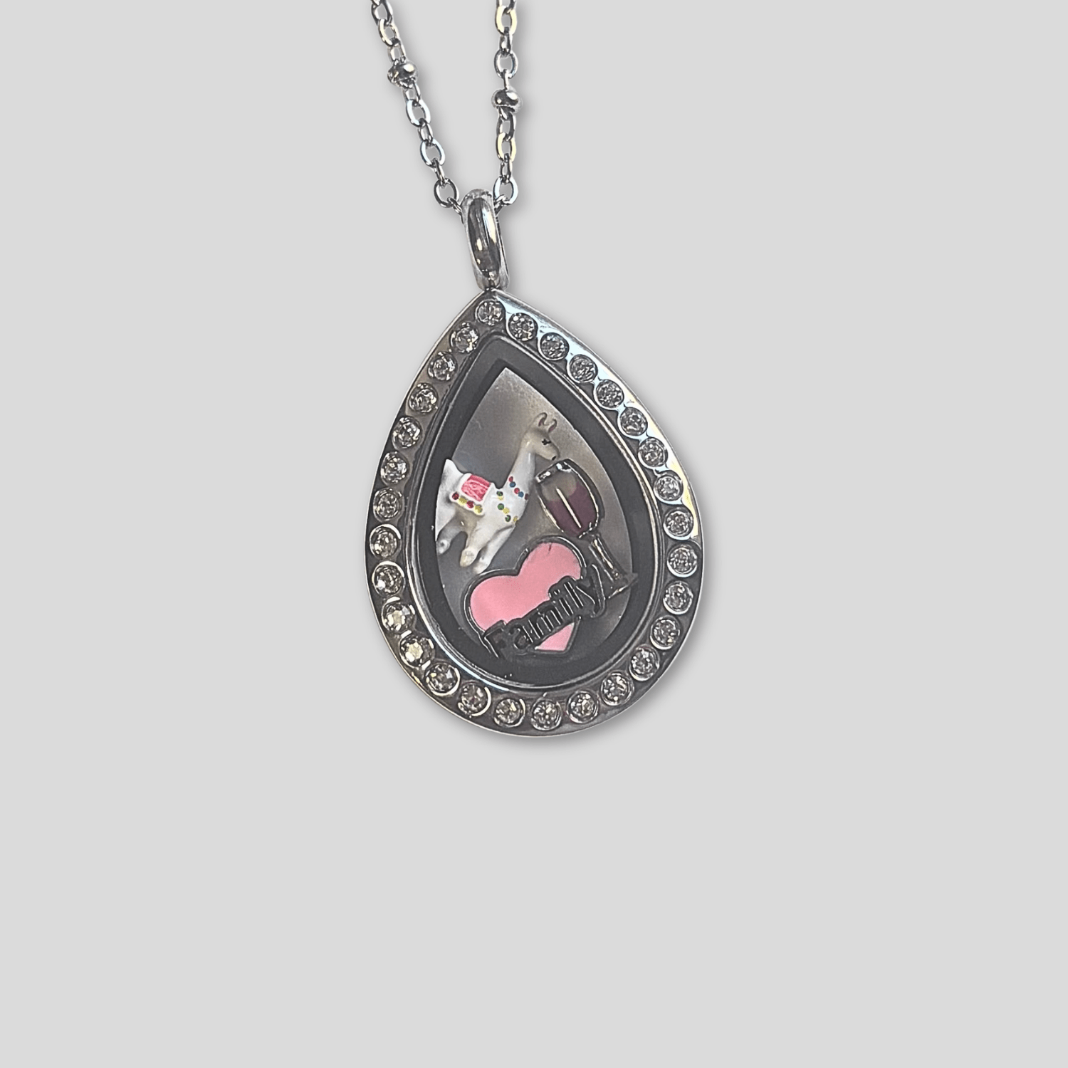 NEW! Petite Silver Crystal Teardrop Memory Locket - The Little Jewellery Company
