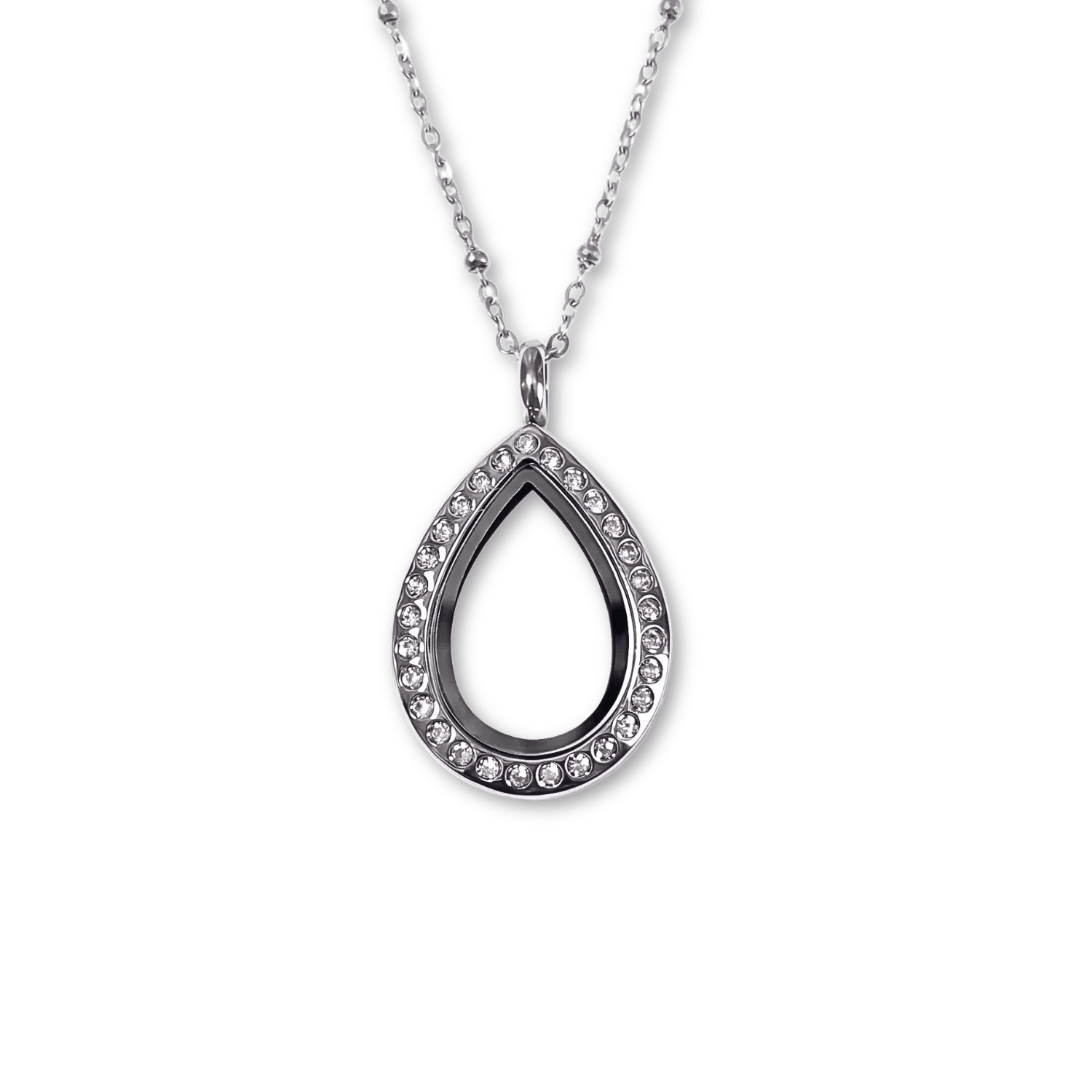NEW! Petite Silver Crystal Teardrop Memory Locket - The Little Jewellery Company