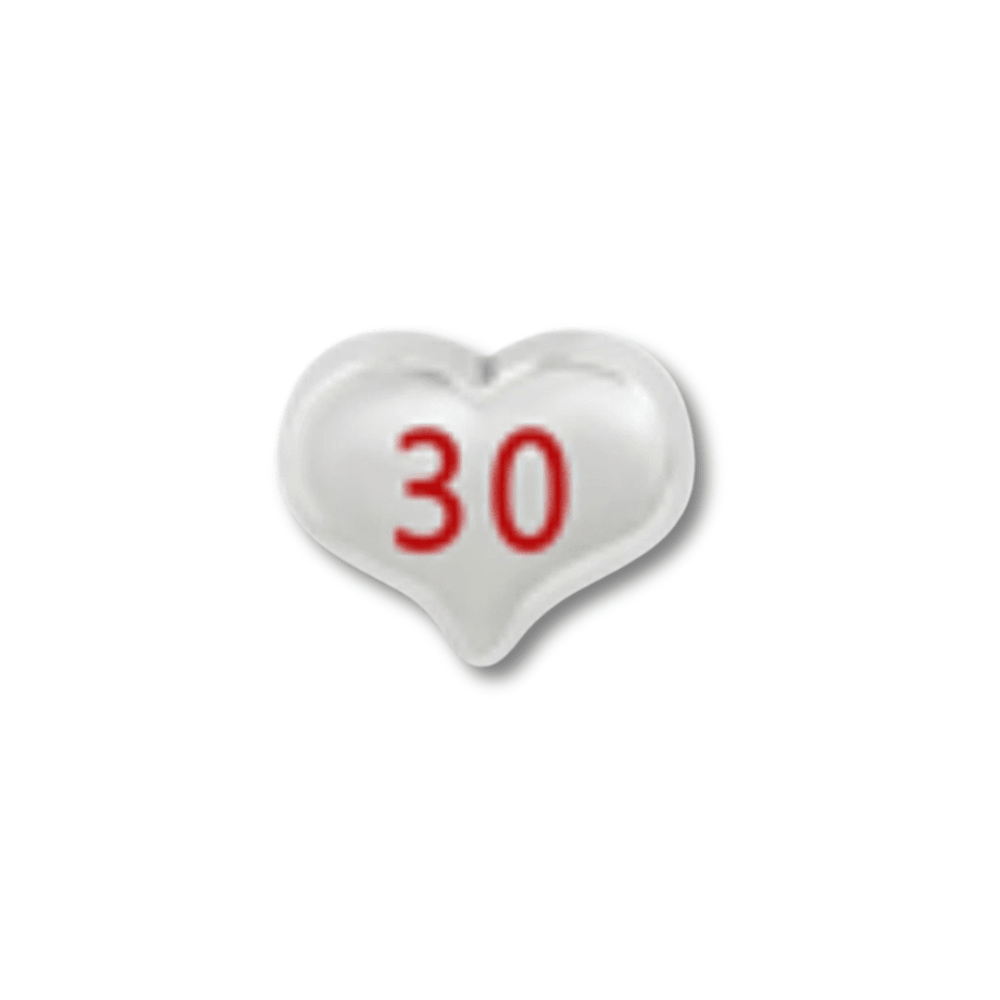Number 30 Memory Locket Charm - The Little Jewellery Company