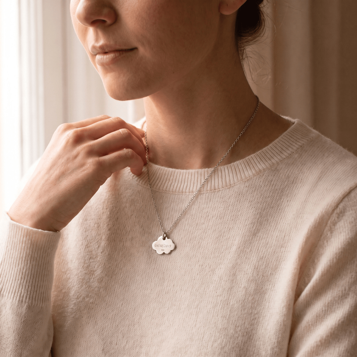 Personalised Cloud Necklace – Silver - The Little Jewellery Company