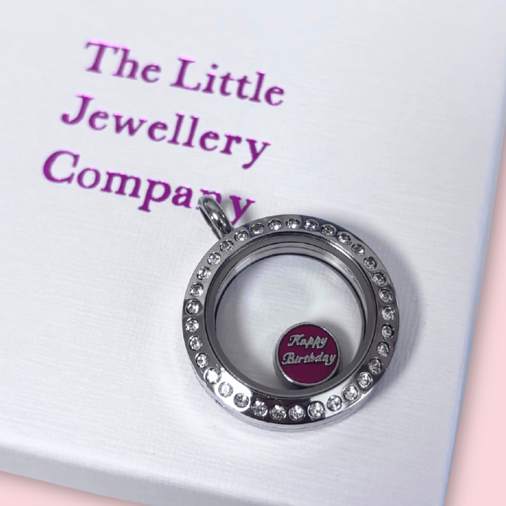 Red Happy Birthday Memory Locket Charm - The Little Jewellery Company