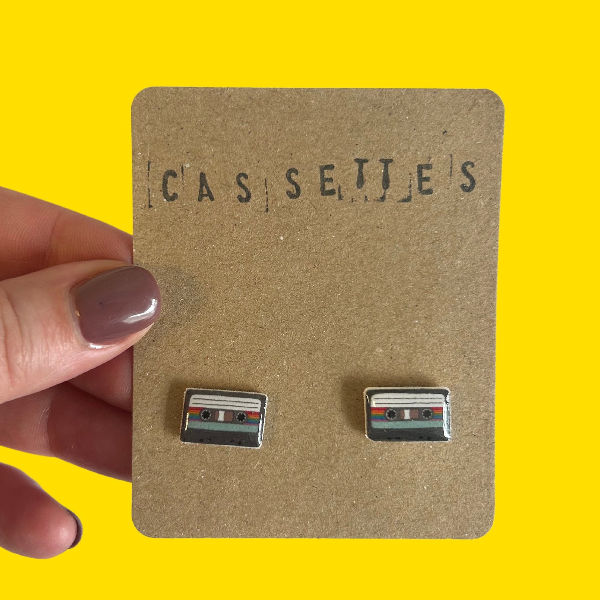 Retro Cassette Tape Studs - The Little Jewellery Company