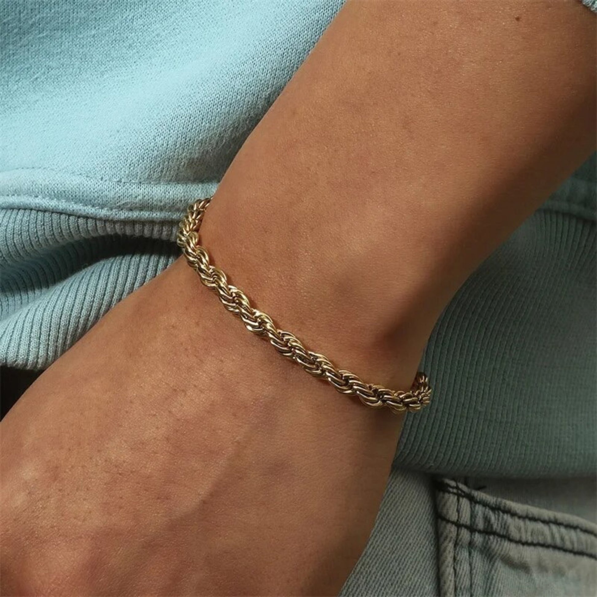 Rope Chain Bracelet | Gold-Plated Stainless Steel | Waterproof - The Little Jewellery Company