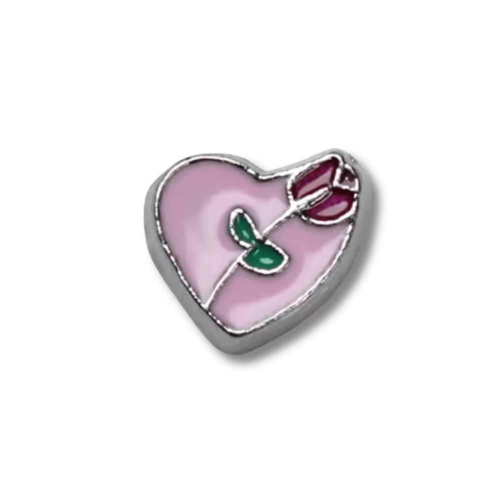 Rose Heart (Silver) Memory Locket Charm - The Little Jewellery Company