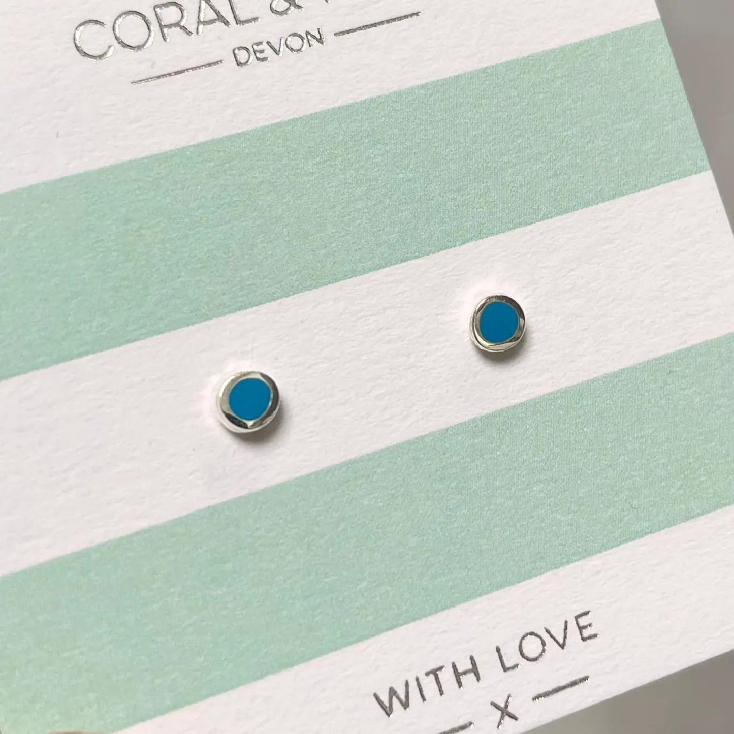 Sea Blue Enamel Studs - The Little Jewellery Company