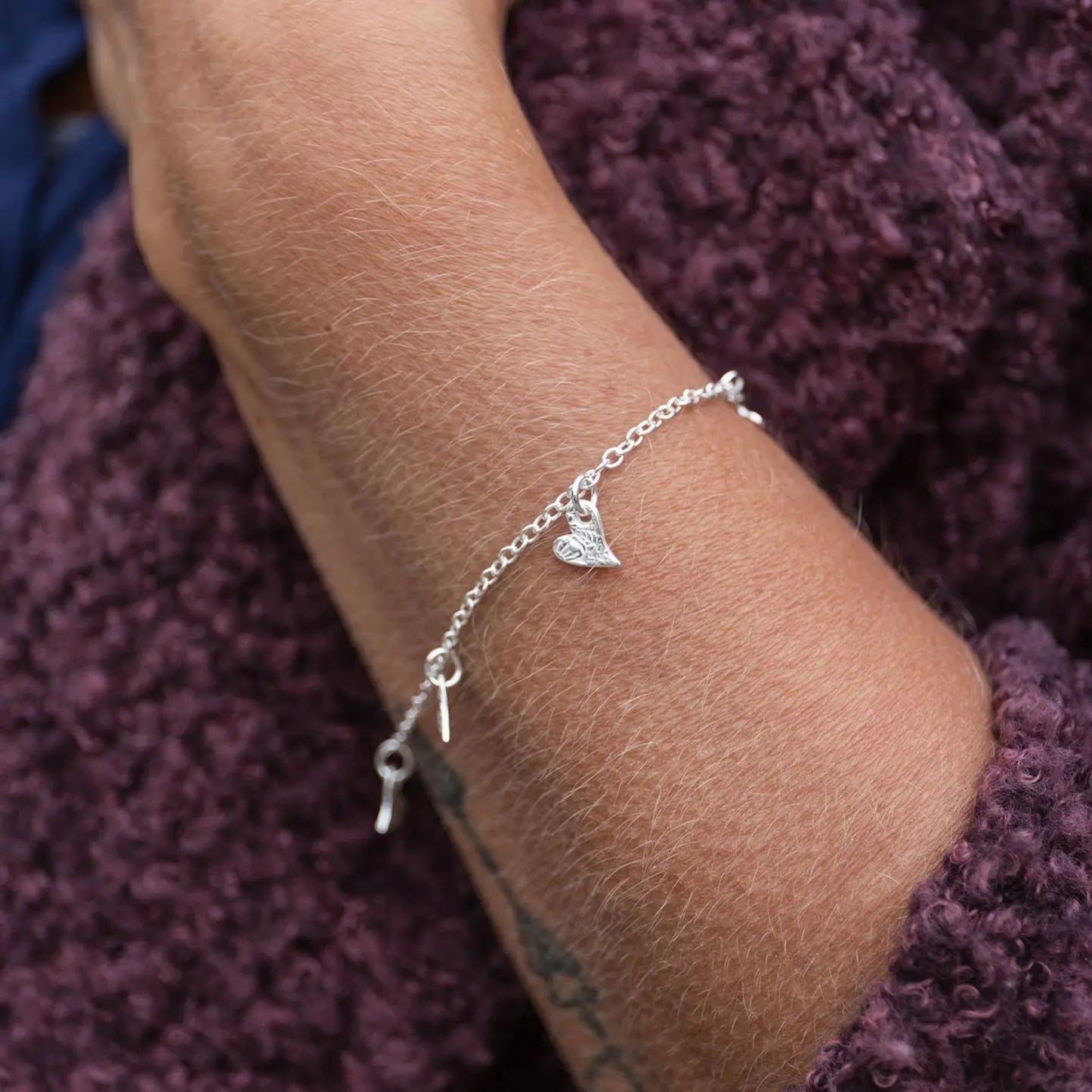 Sterling Silver Tilted Heart Charm Bracelet - The Little Jewellery Company