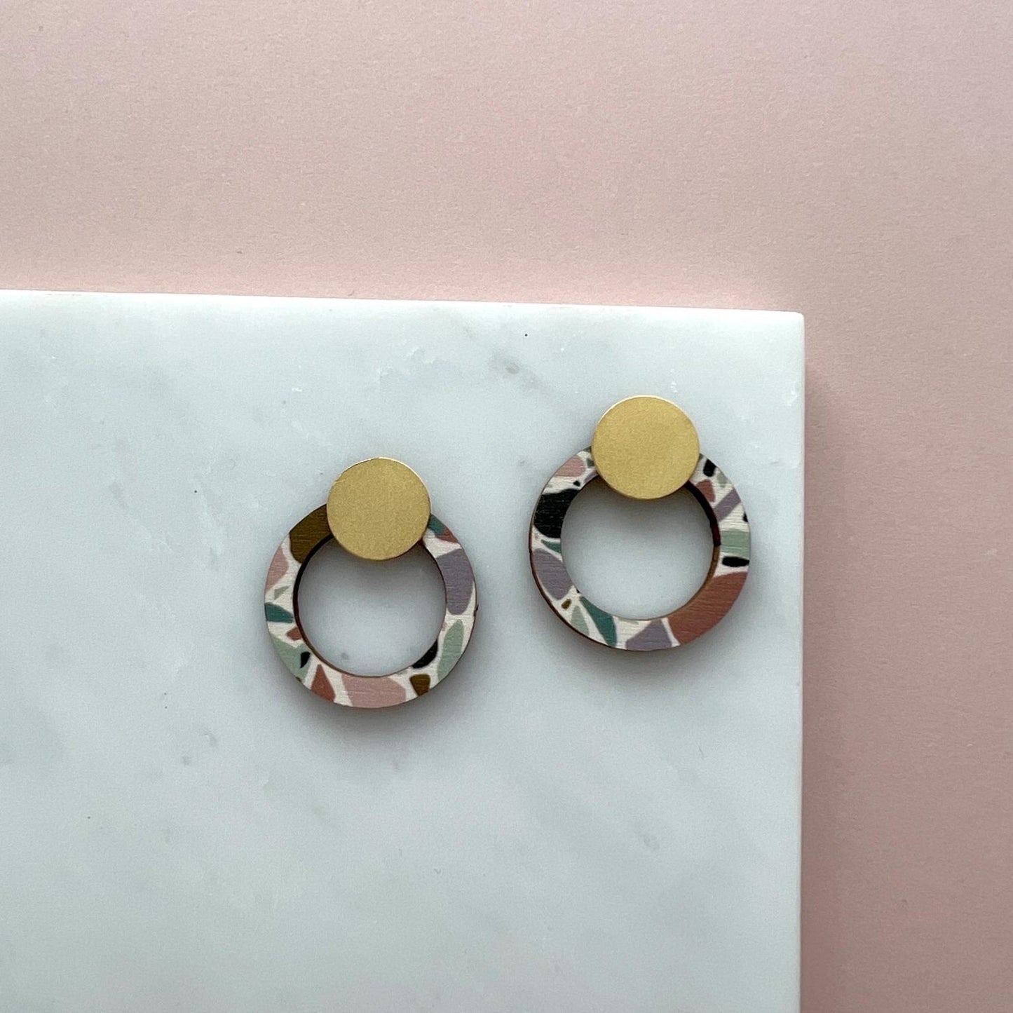 Terrazzo Ring Stud Earrings - The Little Jewellery Company